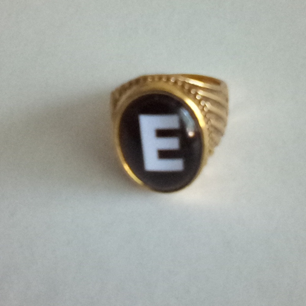Monogram Initial "E "Ring Semi Precious Stones Sz… - image 1